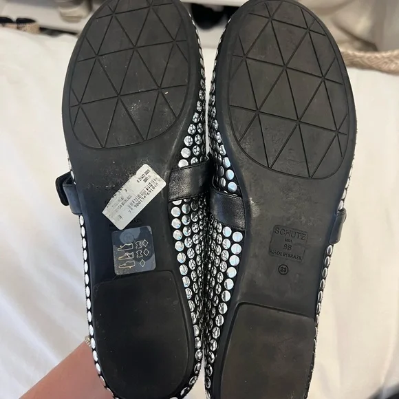 SCHUTZ Black and Silver Studded Flats - Picture 2 of 2